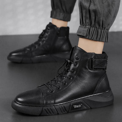 Davido ™ - Robust men's leather boots made of black leather